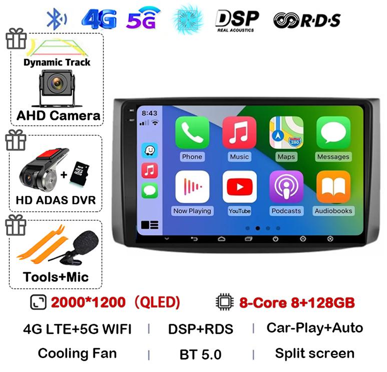 Android 14 Carplay Auto For Chevrolet AVEO T250 2006 2007 2008 2009 2010 2011 2012 Car Radio Multimedia Player GPS Stereo WIF+4G