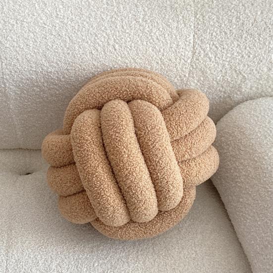 Pillow Manual Braided Knot Round Ball Shape Sherpa Elastic Sleeping Companion Sofa Couch Decoration Throw Pillow Photography Cushion