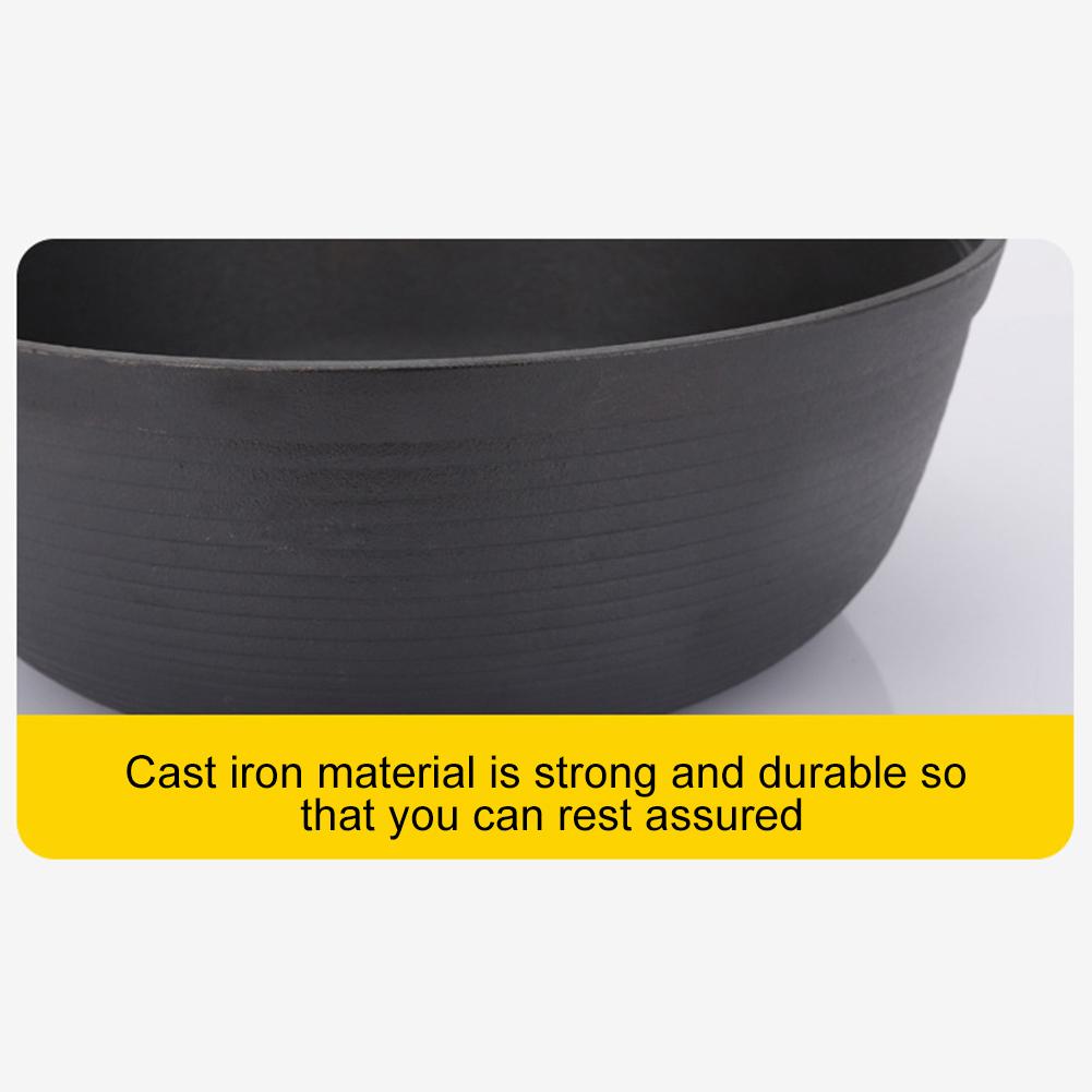 Cast Iron Dutch Oven With Wooden Cover Flat Bottom Design Single Non-coated Non-stick Pan Cast Iron Dutch Oven For Outdoor