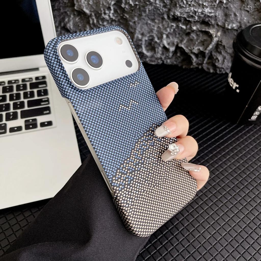 Slim Smooth-touch Frameless Carbon Fiber Texture Case For IPhone 17Pro Max Air 16E 15 14 13 12 Plus Water Ripple Anti-Drop Cover