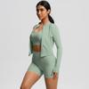 High Waisted Brushed Tight Pocket Yoga Suit, Cloud Sensing Quick Drying Exercise Three Piece Set, Outdoor Leisure Running Fitness Set, Women'S