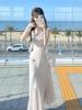 Gentle wind temperament fairy swing collar suspender dress 2026 summer new elegant and beautiful waist long dress women's clothing