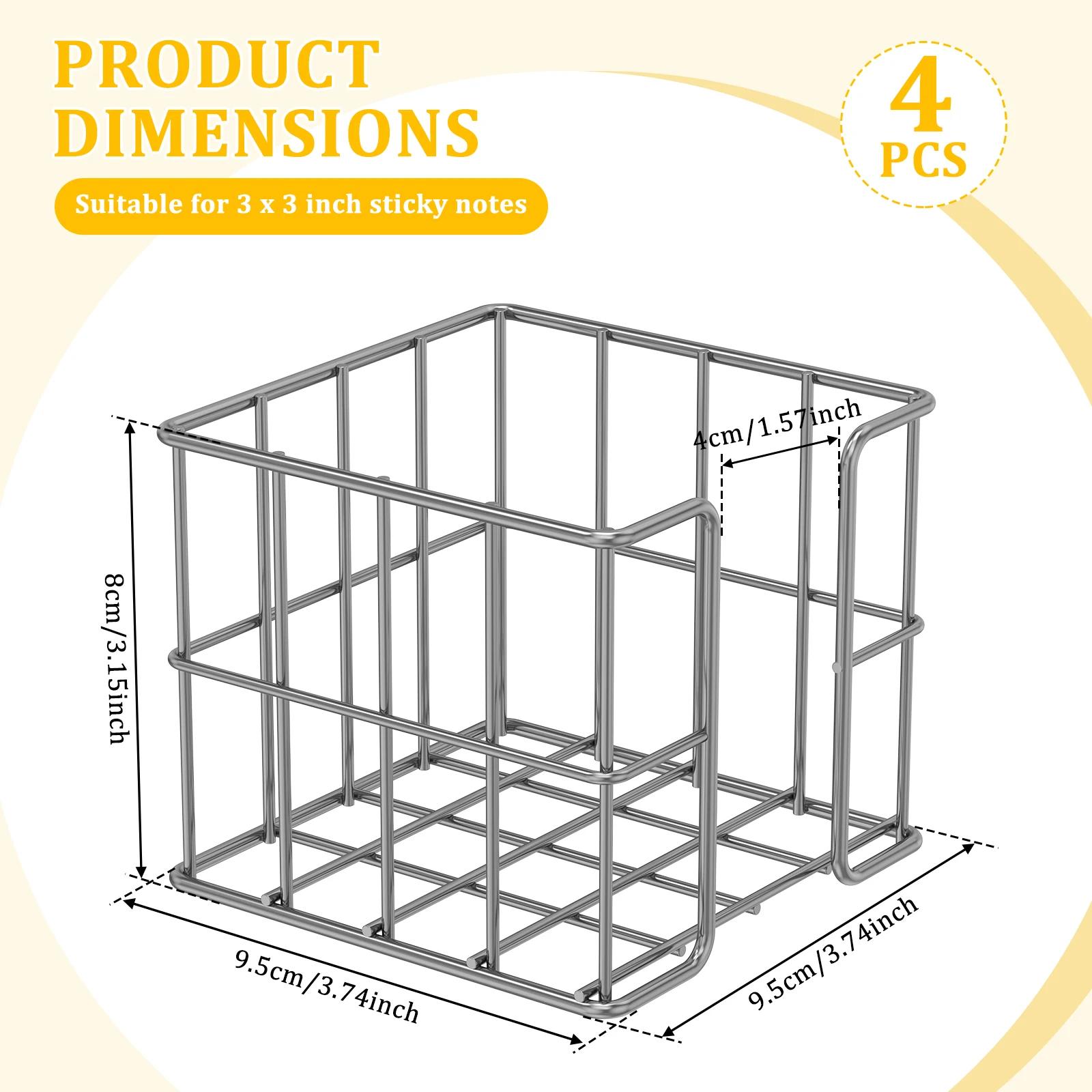 

4Pcs Cube Mesh Notepad Holder Metal Desk Note Block Holder Hollowed Desk Memo Organizer Desktop Storage Supplies for Home Office