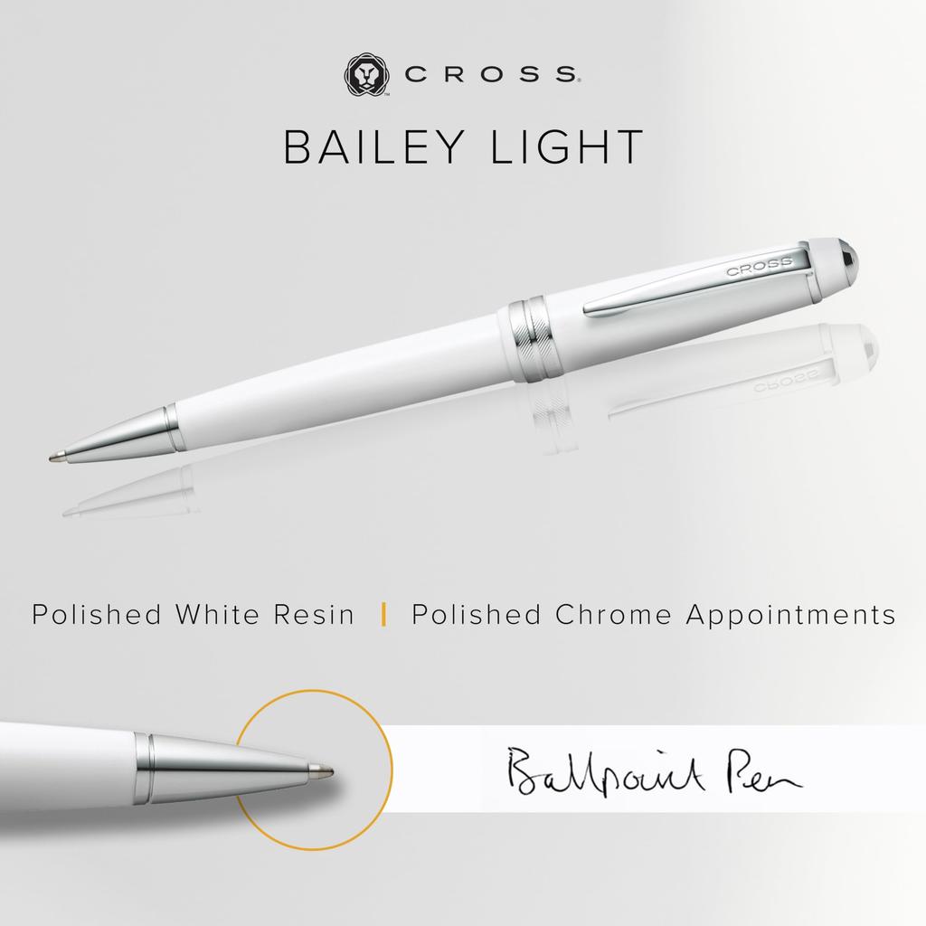 Cross Bailey Light Ballpoint Officially Imported Pen, Oil-Based, NAT0742-2, White,
