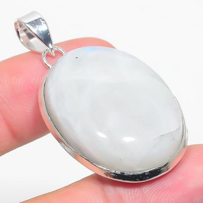 Natural Rainbow Moonstone Gemstone 925 Sterling Silver Pendant 1.85" S0v20