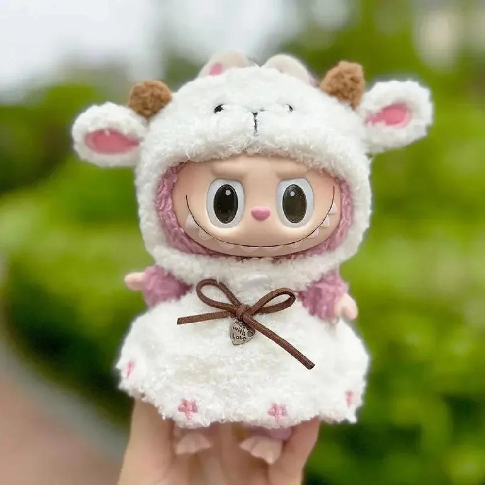 New 17cm Labubu Inventory Cute Fashion Clothing Accessories Labubu Headband Scarf Decoration Bubble Doll Clothing Birthday Gift