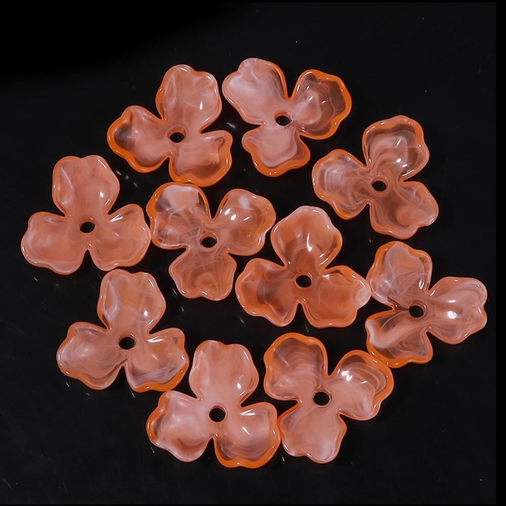 10pcs/lot Colorful Flower Acrylic Spacer Beads Three Petal Flower Loose Bead Caps For DIY Charms Earrings Necklace Accessories