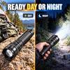 Rechargeable Heavy Duty LED Flashlight, Adjustable Focus, Digital Power Display + COB Tail Light, Spot/Flood Beam for Emergency & Outdoor