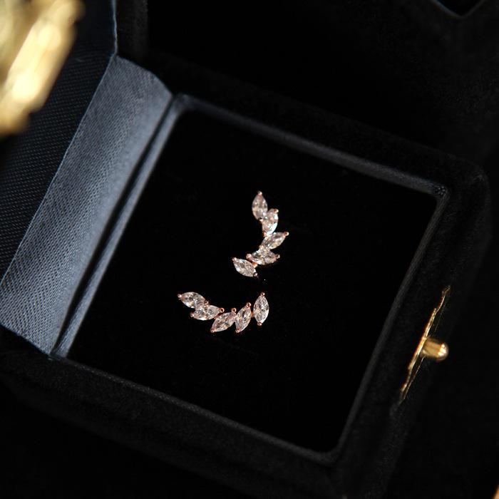 14K Gold Plated Sterling Silver Stud Earrings with Inlaid Zircon - Rose Gold, Small & Versatile Platinum Pair (with Silver Earplugs)