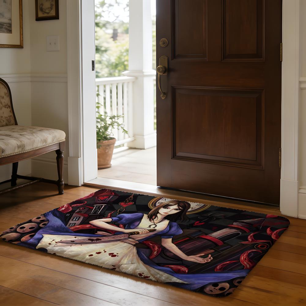 AAlice MMadness Returns Art Floor Mat Soft Flannel Absorbent Mat Non-Slip Rug Home Bedroom Bathroom