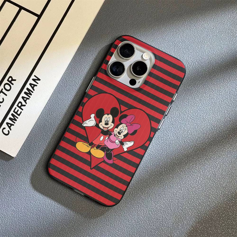 M-Minnie M-Mickey For iPhone 16 15 14 13 12 11 17 Pro Max Plus Wave Corrugated Phone Case Anti Drop Cover