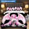 3PCS Ethereal pink Angelic skull Bedding Set,Including 1pc Duvet Cover And 2pcs Pillowcases Perfect for Bedroom, Dormitory, Fan Christmas gift