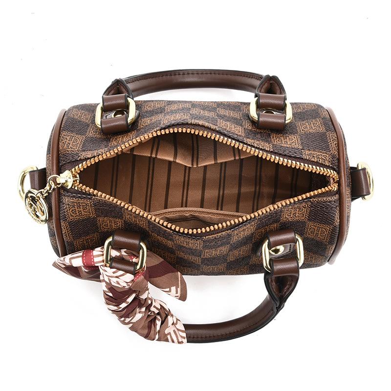 Trendy New Women's Bag Fashion Boston Pillow Bag Textured Versatile Flower Handbag Generation