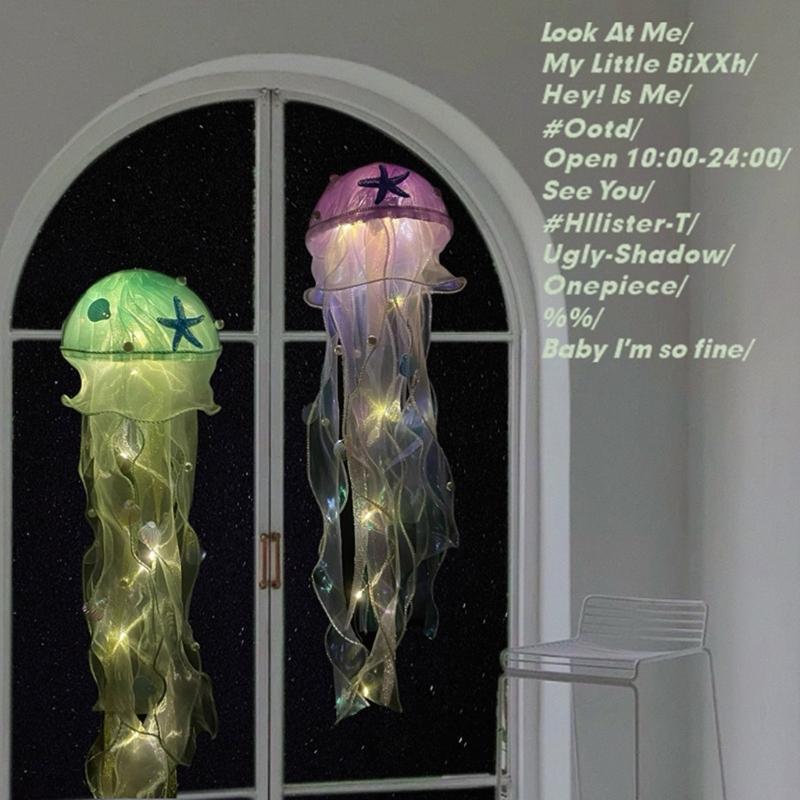 Hanging Jellyfish Light Glowing Night Hanging Light Crafts Household for Indoor Outdoor Garden Yard Decoration