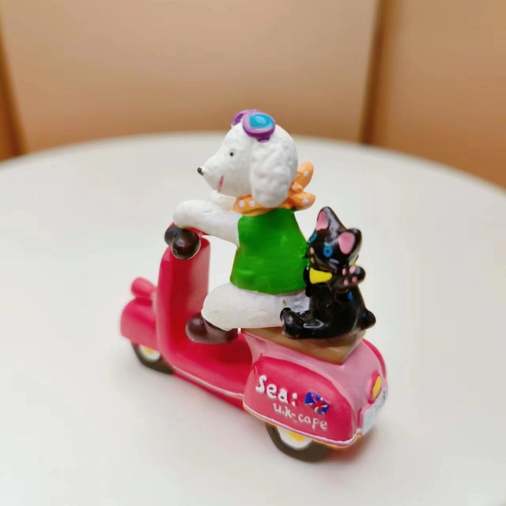 Resin Dog Cat Riding Motorcycle Action Figure Model Toy Micro Landscape Decorate