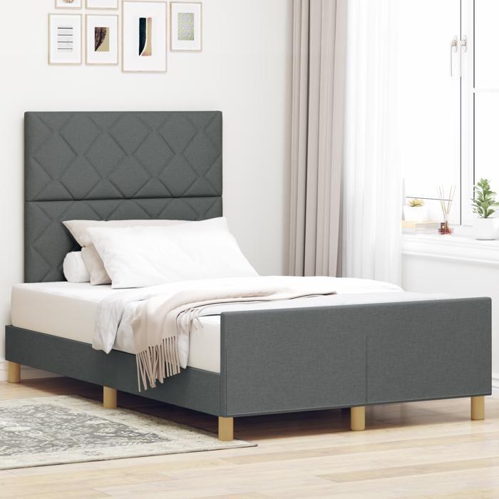 Cadre de lit en tissu gris foncé vidaXL 120x190 cm 3344789