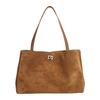 Matte Leather Large-capacity Commuting Shoulder Bag Real Cowhide Retro Light Luxury Tote Premium
