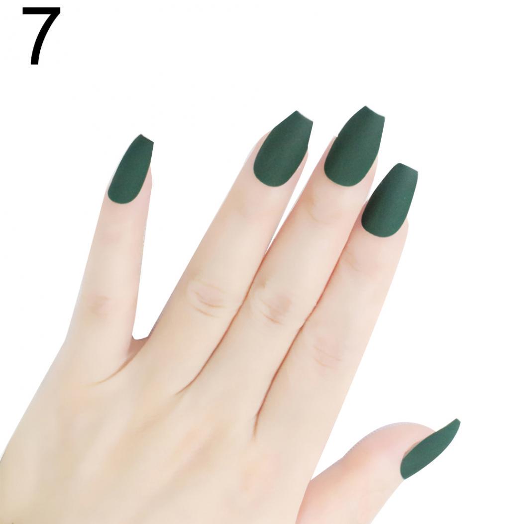 

24шт гробы с накладными кончиками ногтей в стиле арт-деко в комплекте с матовой наклейкой трава зеленый