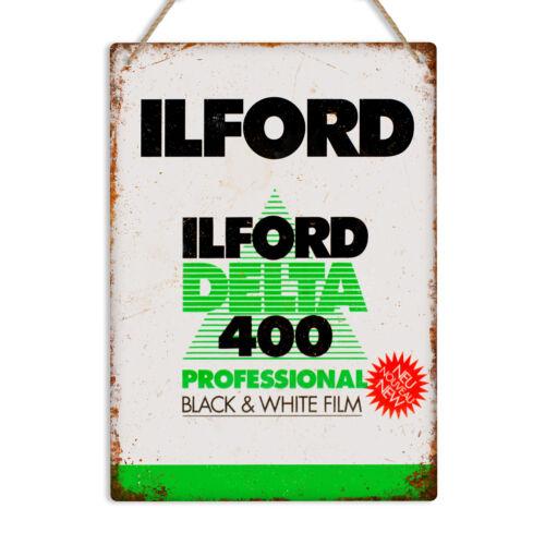 

ILFORD FILM Retro Metal Wall Sign Plaque Vintage 35mm Camera ManCave PhotographyAluminum 20x30cm（7.8x11.8inch）