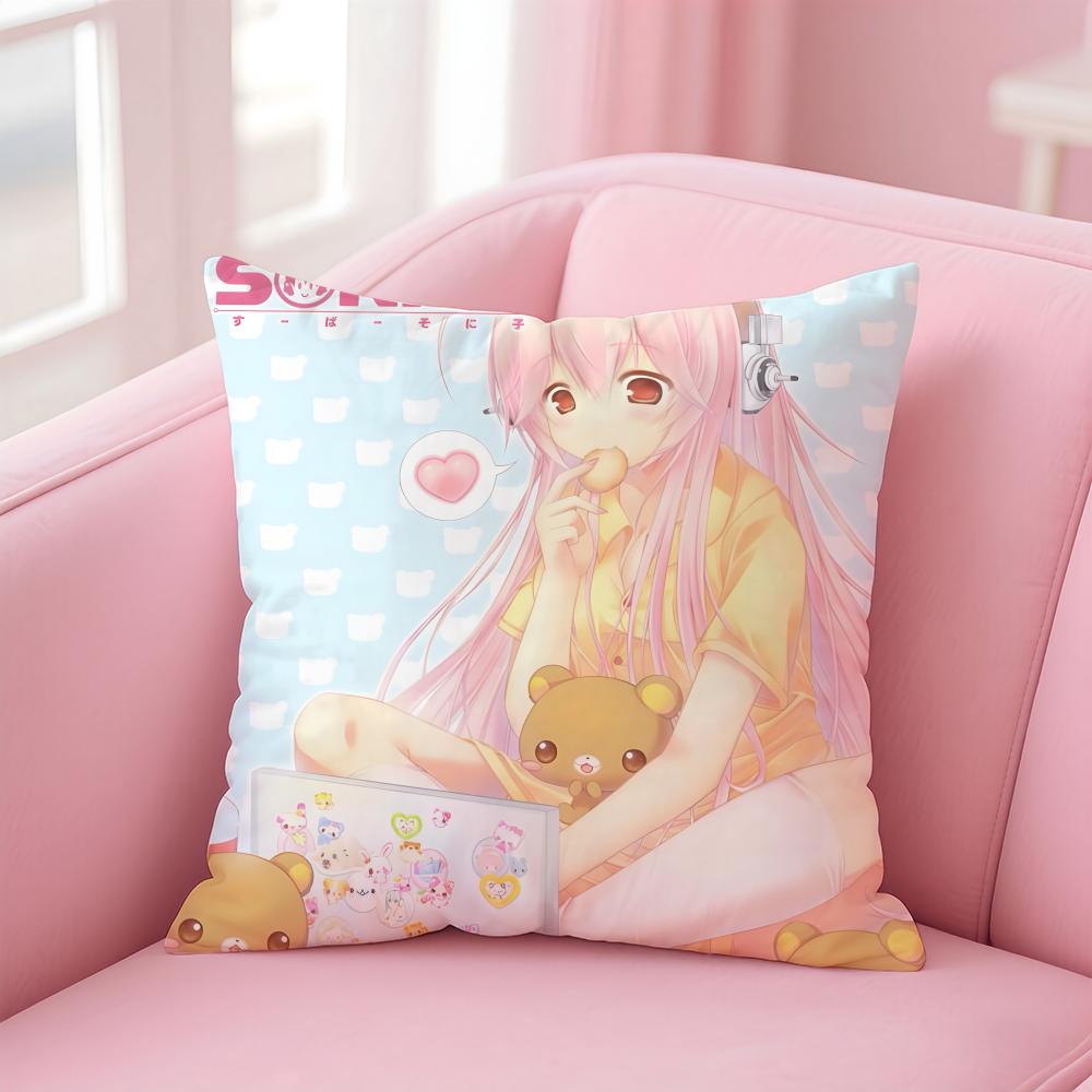 

SSuper Sonico Cushion Cover Pillow Case Soft Friendly Fabric Concealed Zipper 30X30cm