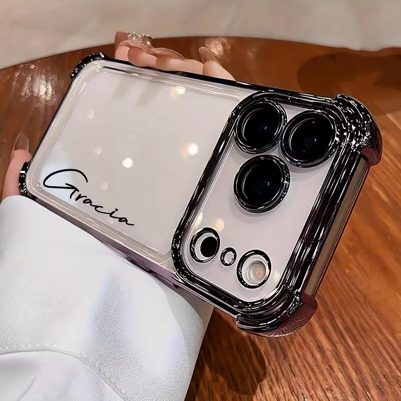 Personalized Name Personalized Plating Four Corner Anti Drop TPU Phone Case for iPhone 17 16 15 14 13 Pro Max Air