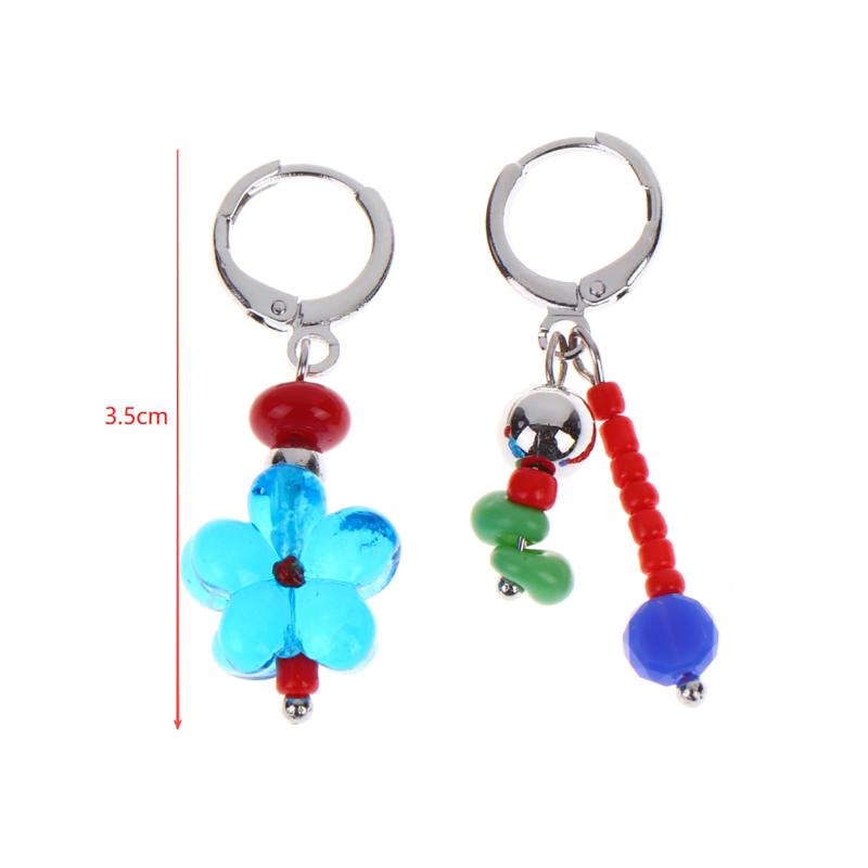 Asymmetric Handmade Geometric Candy Beads Ins Drop Earrings Women Dopamine Colorful Metal Earrings Gift