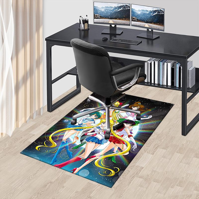 1pc Sailor Moon Anime Chair Mat - Office Desk Pad with Sailor Scout Design, Non-Slip Carpet for Home Decor, Suitable for All Seasons, Perfect Gift Ide