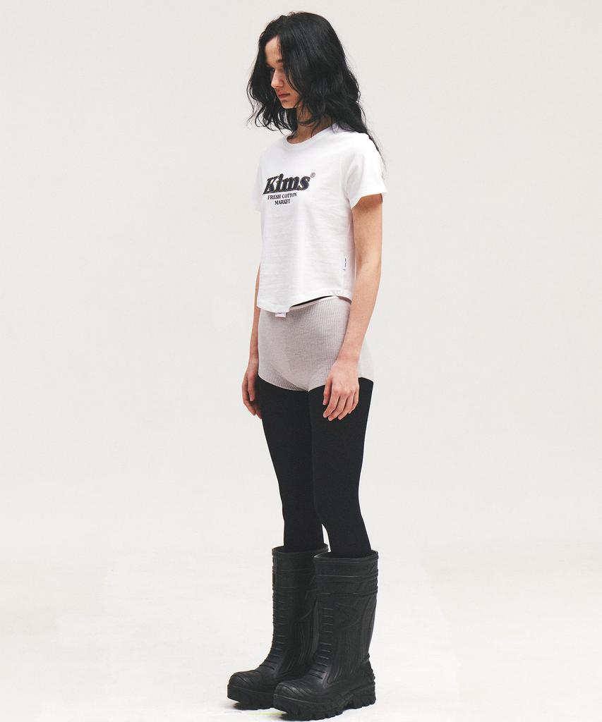 Kimseupeulesikoteunmakes Bam Denim Applique Tee White