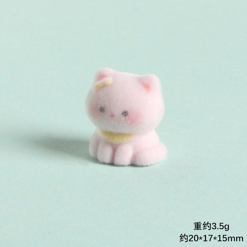 Flocked Cat Decor Fluffy Resin Animal Figures Cute Mini Desk Ornament Car Dashboard Accessory DIY Craft Supplies