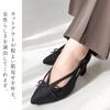 [AmiAmi] Ribbon Cutout Pointed Toe Pumps Women's Shoes Mules (Black, 24.0cm) SY039