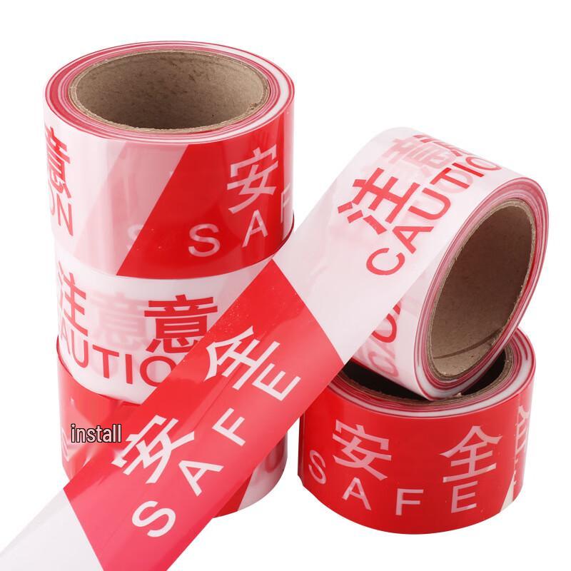 OLOMM Red & White Safety Warning Tape