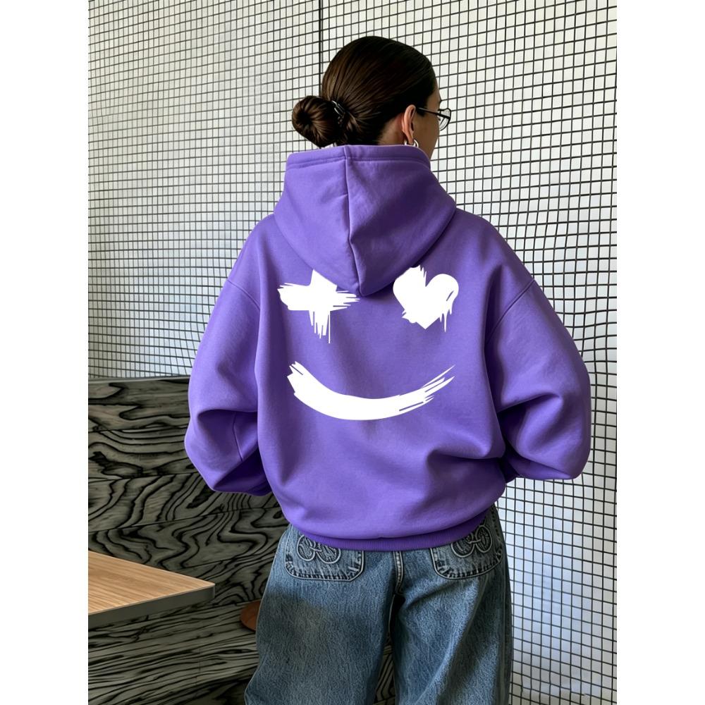 Creative Funny Faceprinting Loose Youth Tops Woman Y2K Casual Hoodies Hip Hop Crewneck Pullovers Comfortable Autumn Streetwear