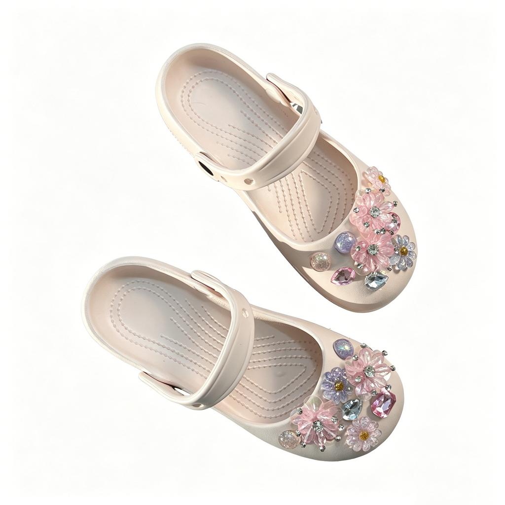 Good-Looking Pink Fairy Flower Cluster Ballet Hole Shoes Summer Women'S Cool Slippers Bag Head Wear Non-Slip Casual Sandals