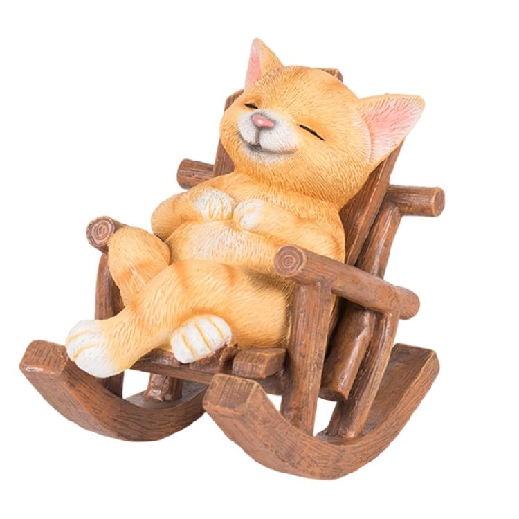 Rocking Chair Cats Dog Desk Miniature Ornament for Living Room and Bedroom Resins Animal Figurine for Artistic Touch