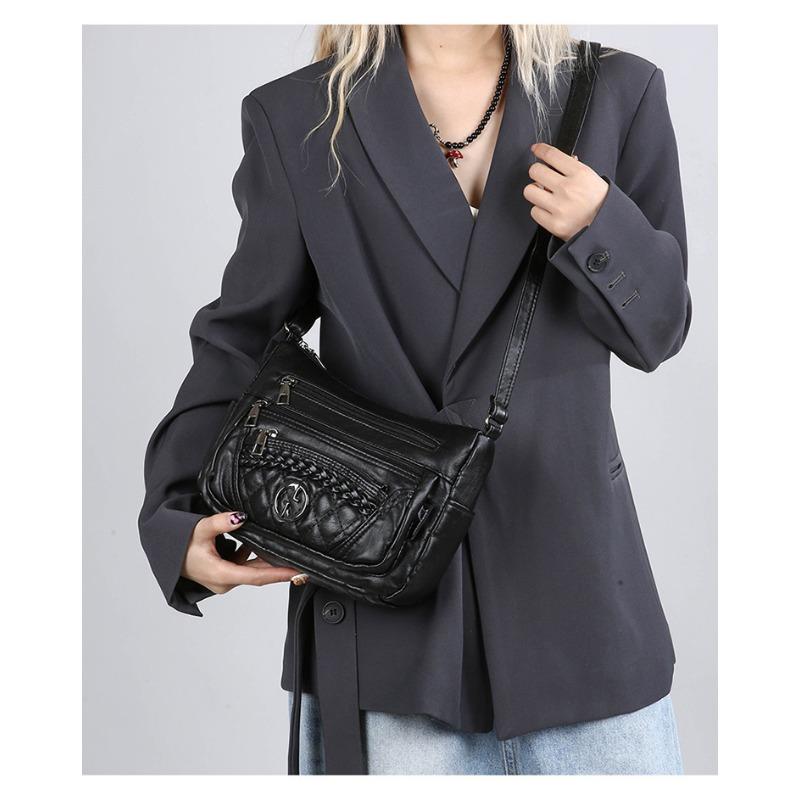 Soft Leather Multi Compartment Single Shoulder Crossbody Bag