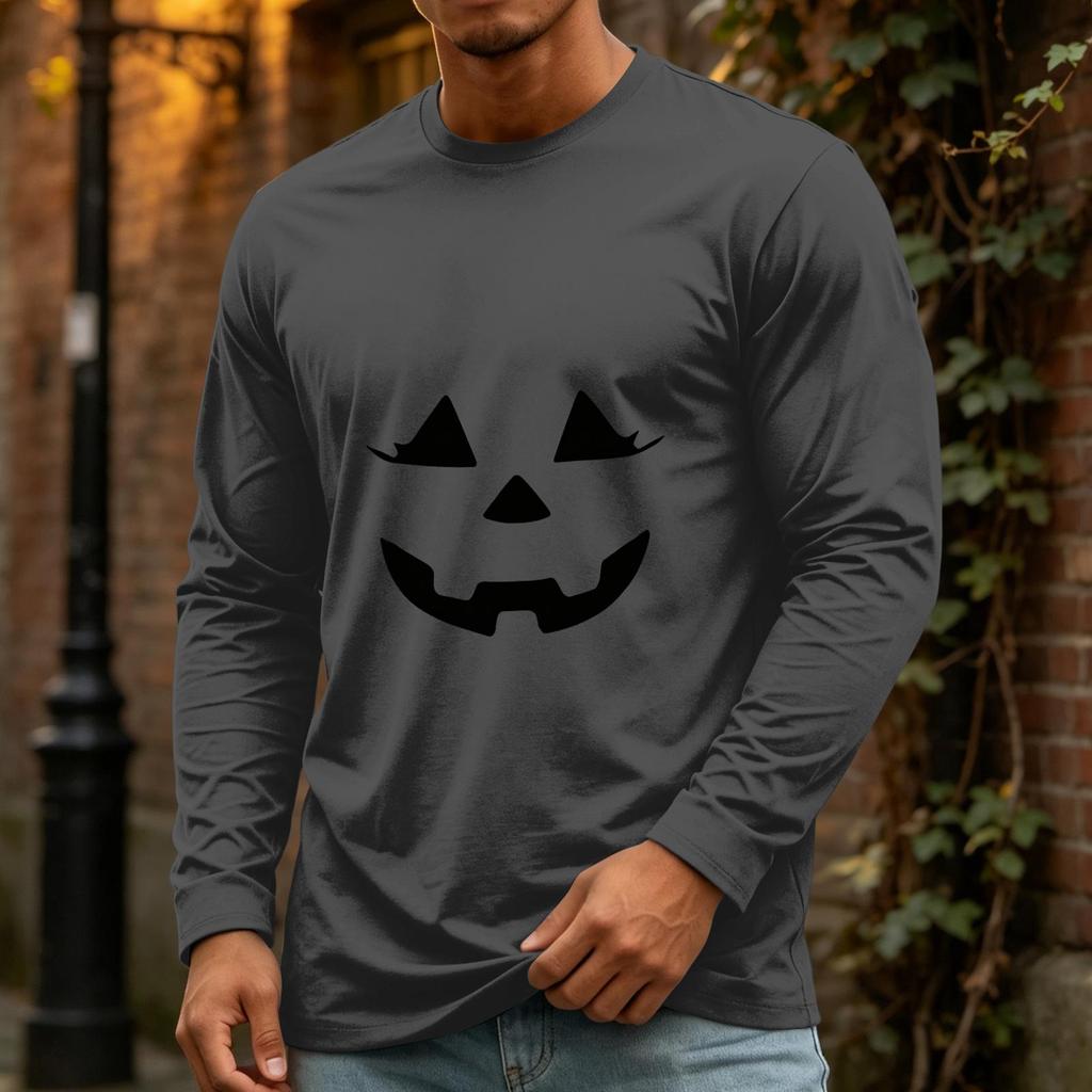 Men's Halloween Long Sleeve Neck Casual Top for Party