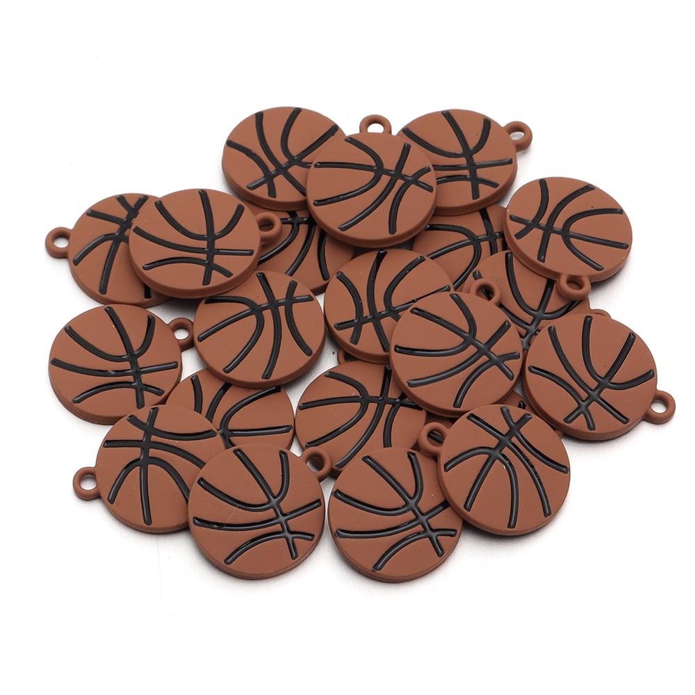 5Pcs Alloy Drop Oil Color Pendant Football Basketball Rugby Shape Fashion Pendant For DIY Men Women Necklace Earring Party Gift