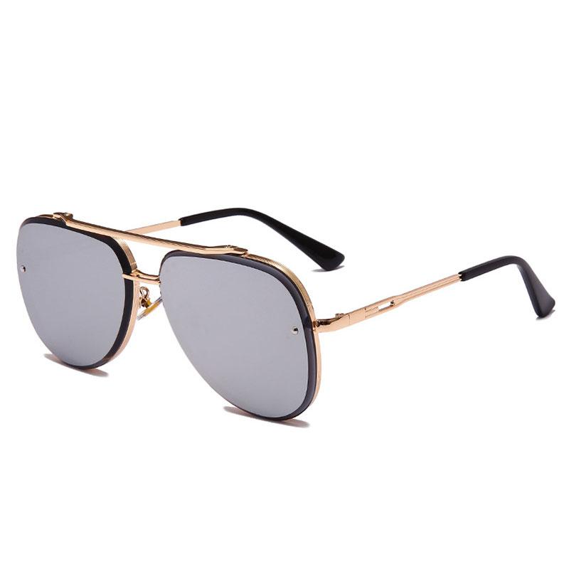 Fashion Pilot Sunglasses Men Women Luxury Brand Metal Big Frame Sun Glasses Vintage Steampunk Square Gradient Lens Eyewear UV400