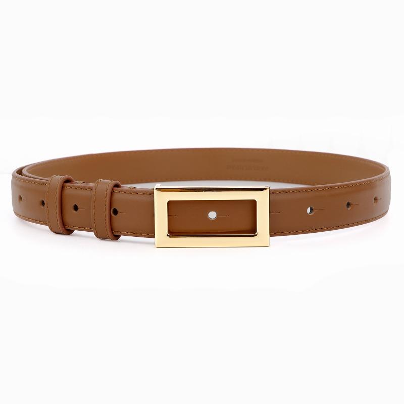 

Belt, women s top grain leather black casual minimalist thin belt, smooth buckle ladies small leather belt 100cm коричневий