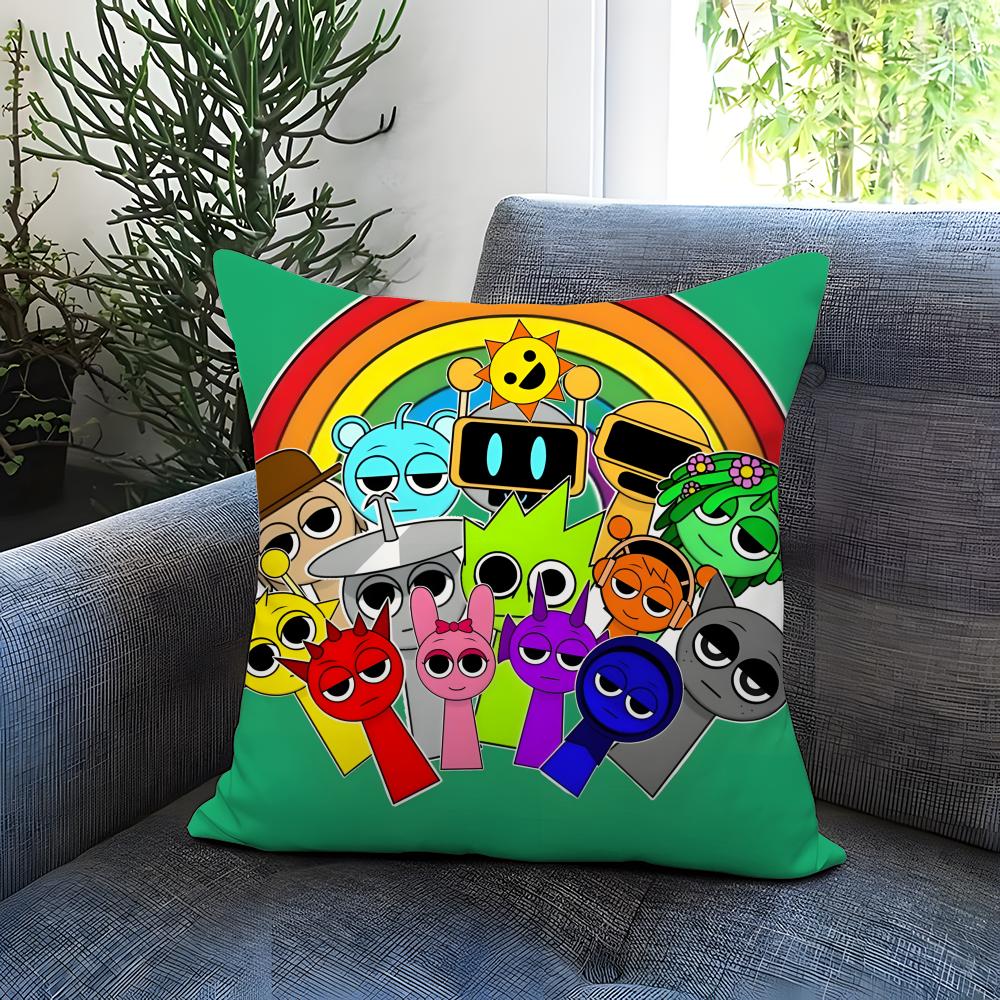 Popular Game Character Sprunki Cushion Cover Comfortable Reversible Pillow Cover Ideal for Car Sofa Bedroom Beyond