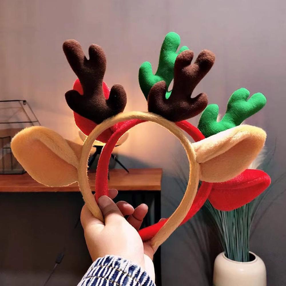 Plush Deer Ears Headbands Cartoon Antlers Cute Animal Horn Children Hairbands for Christmas Headpiece Party Supplies Photo Props