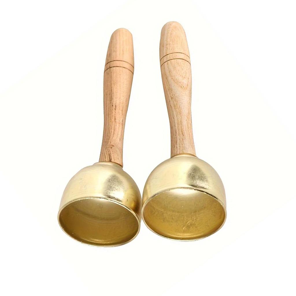 2pcs Hand Bells with Musical Wooden Handle Handheld Bells Percussion Music Instrument ZSY
