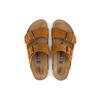 Birkenstock Suede Comfortable Round Toe Thick Sole Versatile Metal Buckle Slide Sandals Unisex Sandals Brown 1009527