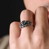 Buyee 925 Zilver Koppels Liefhebbers Ringvinger Rozenbloem Open Ring voor Vrouwen Mannen Mode Grijs Etnisch Fijne Sieraden Cirkel