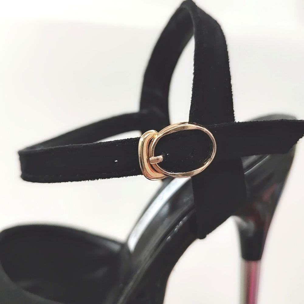 Móda Nové Super Vysoké Tenké Opätky 30 Cm Oceľové Opätky Veľká Veľkosť Dámske Sandále Semiš Čierna Pracka Extrémne Vysoké Sexy Topánky platformové sandále