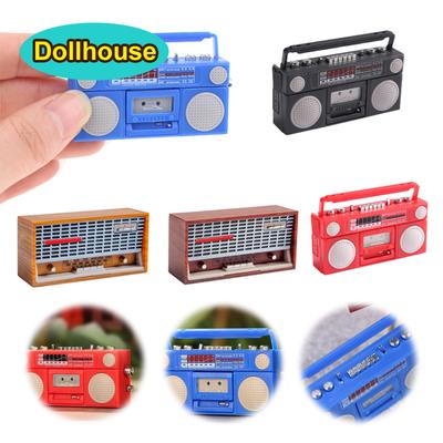 1:12 Miniaturní retro rádio pro domeček pro panenky Ornament Model přehrávače zvuku Domácí dekorace Hračka Doplňky do obývacího pokoje a ložnice domečku pro panenky