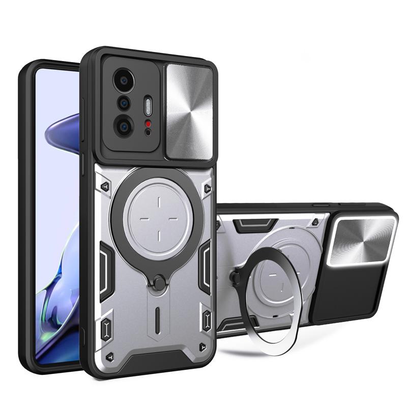 Luxury Shockproof Armor Case For Xiaomi Mi 11T 12T 13 Pro Lite Mi11T Mi12T 5G Anti Shock Ring Stand Holder Full Slide Cap Covers