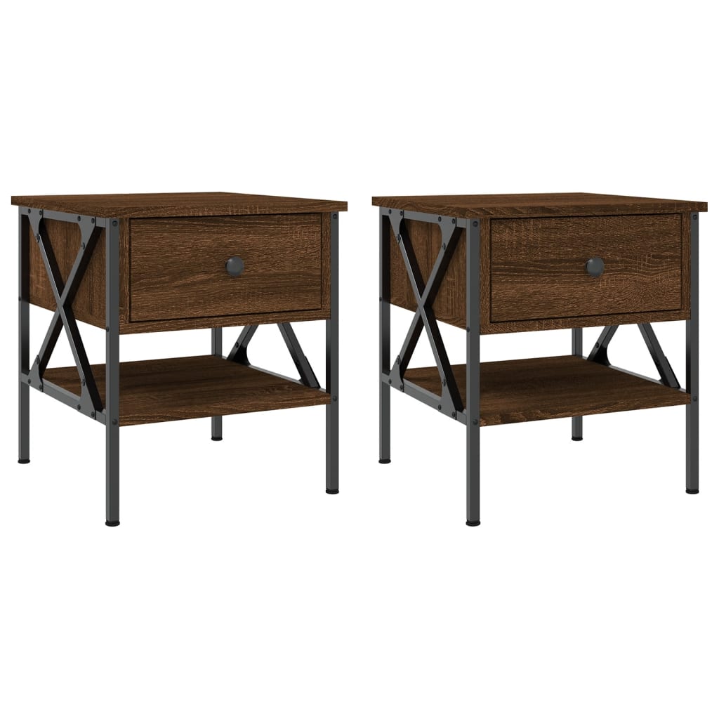 Nightstands 2 Pcs Brown Oak Effect 40 X 42 X 45 Cm Engineered Wood