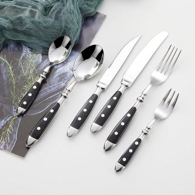1Pcs Fashion Steak Knife Table Fork Dinner Spoon Western Cutlery Three Nail Electric Plastics Wood Black Handles Stainless Steel