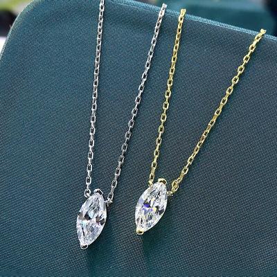 Shi Pei 100% Sterling Silver Marquise Cut 1 CT Created Moissanite Pendant Necklace Fashion Anniversary Fine Jewelry
